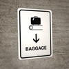 Baggage With Down Arrow White Portrait - Wall Sign