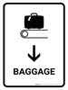 Baggage With Down Arrow White Portrait - Wall Sign
