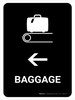 Baggage With Left Arrow Black Portrait - Wall Sign