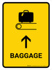 Baggage With Up Arrow Yellow Portrait - Wall Sign