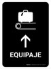 Baggage With Up Arrow Black Spanish Portrait - Wall Sign