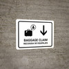 Baggage Claim With Down Arrow White Bilingual Spanish Landscape - Wall Sign