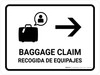 Baggage Claim With Right Arrow White Bilingual Landscape - Wall Sign Baggage Claim With Right Arrow White Bilingual Landscape - Wall Sign