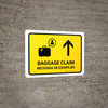 Baggage Claim With Up Arrow Yellow Bilingual Spanish Landscape - Wall Sign