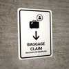 Baggage Claim With Down Arrow White Bilingual Spanish Portrait - Wall Sign