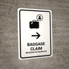 Baggage Claim With Right Arrow White Bilingual Spanish Portrait - Wall Sign