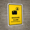 Baggage Claim Yellow Bilingual Spanish Portrait - Wall Sign
