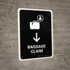Baggage Claim With Down Arrow Black Portrait - Wall Sign