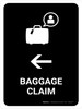 Baggage Claim With Left Arrow Black Portrait - Wall Sign