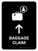 Baggage Claim With Up Arrow Black Portrait - Wall Sign