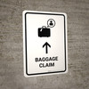 Baggage Claim With Up Arrow White Portrait - Wall Sign Baggage Claim With Up Arrow White Portrait - Wall Sign