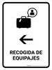 Baggage Claim With Left Arrow White Spanish Portrait - Wall Sign