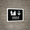Check In With Down Arrow Black Bilingual Spanish Landscape - Wall Sign Check In With Down Arrow Black Bilingual Spanish Landscape - Wall Sign