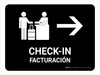 Check In With Right Arrow Black Bilingual Spanish Landscape - Wall Sign Check In With Right Arrow Black Bilingual Spanish Landscape - Wall Sign