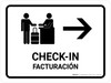 Check In With Right Arrow White Bilingual Spanish Landscape - Wall Sign Check In With Right Arrow White Bilingual Spanish Landscape - Wall Sign