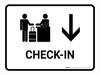 Check In With Down Arrow White Landscape - Wall Sign