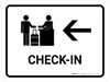 Check In With Left Arrow White Landscape - Wall Sign