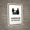Check-In White Bilingual Spanish Portrait - Wall Sign