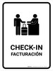 Check-In White Bilingual Spanish Portrait - Wall Sign