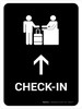 Check-In With Up Arrow Black Portrait - Wall Sign Check-In With Up Arrow Black Portrait - Wall Sign