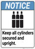 Notice: Gas Keep Cylinder Secured Upright ANSI - Wall Sign