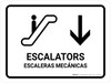 Escalators With Down Arrow White Bilingual Spanish Landscape - Wall Sign