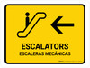Escalators With Left Arrow Yellow Bilingual Spanish Landscape - Wall Sign Escalators With Left Arrow Yellow Bilingual Spanish Landscape - Wall Sign