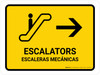 Escalators With Right Arrow Yellow Bilingual Spanish Landscape - Wall Sign