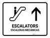 Escalators With Up Arrow White Bilingual Spanish Landscape - Wall Sign