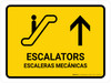 Escalators With Up Arrow Yellow Bilingual Spanish Landscape - Wall Sign