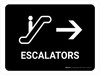 Escalators With Right Arrow Black Landscape - Wall Sign