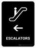 Escalators With Left Arrow Black Portrait - Wall Sign Escalators With Left Arrow Black Portrait - Wall Sign