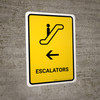 Escalators With Left Arrow Yellow Portrait - Wall Sign