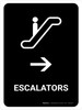Escalators With Right Arrow Black Portrait - Wall Sign