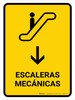 Escalators With Down Arrow Yellow Spanish Portrait - Wall Sign Escalators With Down Arrow Yellow Spanish Portrait - Wall Sign