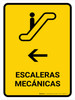 Escalators With Left Arrow Yellow Spanish Portrait - Wall Sign