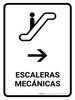 Escalators With Right Arrow White Spanish Portrait - Wall Sign