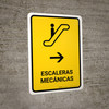 Escalators With Right Arrow Yellow Spanish Portrait - Wall Sign