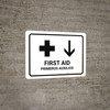 First Aid With Down Arrow White Bilingual Spanish Landscape - Wall Sign