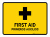 First Aid Yellow Bilingual Spanish Landscape - Wall Sign