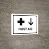 First Aid With Down Arrow White Landscape - Wall Sign First Aid With Down Arrow White Landscape - Wall Sign