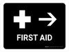 First Aid With Right Arrow Black Landscape - Wall Sign First Aid With Right Arrow Black Landscape - Wall Sign