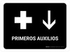 First Aid With Down Arrow Black Spanish Landscape - Wall Sign