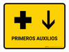 First Aid With Down Arrow Yellow Spanish Landscape - Wall Sign