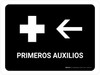 First Aid With Left Arrow Black Spanish Landscape - Wall Sign