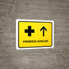First Aid With Up Arrow Yellow Spanish Landscape - Wall Sign