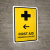 First Aid With Left Arrow Yellow Bilingual Spanish Portrait - Wall Sign
