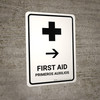 First Aid With Right Arrow White Bilingual Spanish Portrait - Wall Sign First Aid With Right Arrow White Bilingual Spanish Portrait - Wall Sign