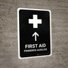 First Aid With Up Arrow Black Bilingual Spanish Portrait - Wall Sign