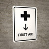 First Aid With Down Arrow White Portrait - Wall Sign First Aid With Down Arrow White Portrait - Wall Sign